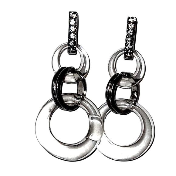 Clearly Clear Double Hoops Earrings - Picture 6 of 11